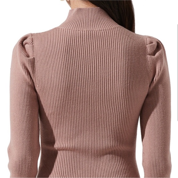 ASTR Bodysuit Front Cutout Ribbed Sweater Body Suit Dusty Pink Womens size Large - Picture 2 of 12